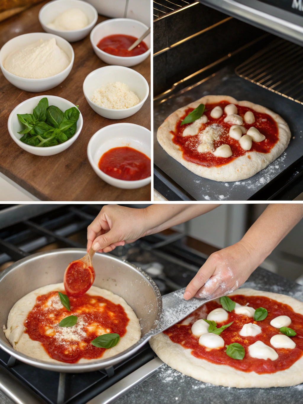 margherita pizza preparing steps